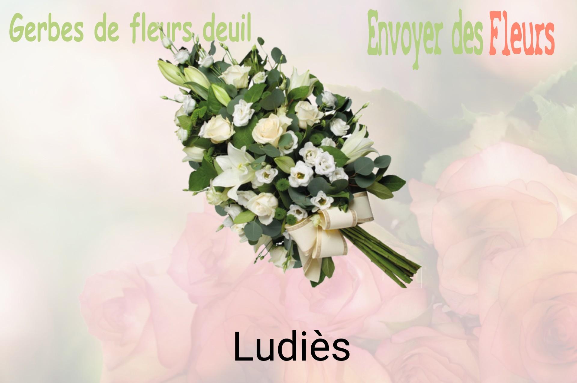 Gerbe de fleurs de deuil livrée à Ludiès
